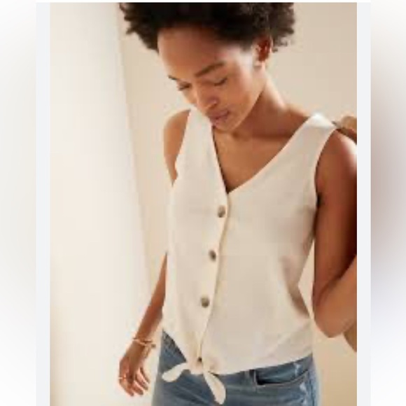 OLD NAVY Cropped Tie-Hem Textured-Knit Sleeveless Top L nwot - Picture 2 of 8